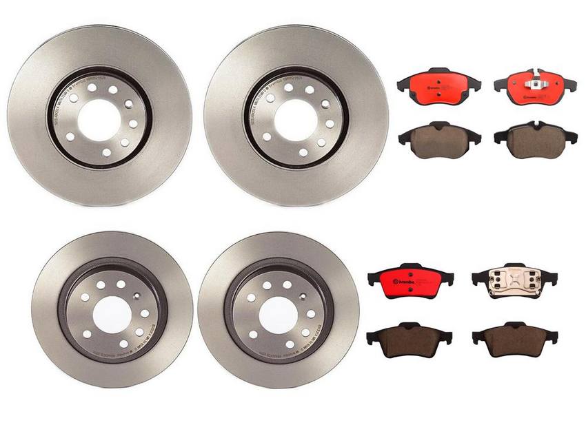 SAAB Brakes Kit - Pads & Rotors Front and Rear (302mm/278mm) (Ceramic) 93188377 - Brembo 3119940KIT